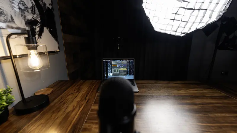 Podcast recording booth setup